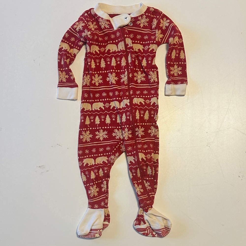 Burt's Bees Baby Red and Cream Patterned Footie
